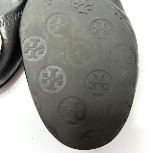 Tory Burch Black Leather Flats with Silver Logo Size 8.5 - Picture 7 of 7